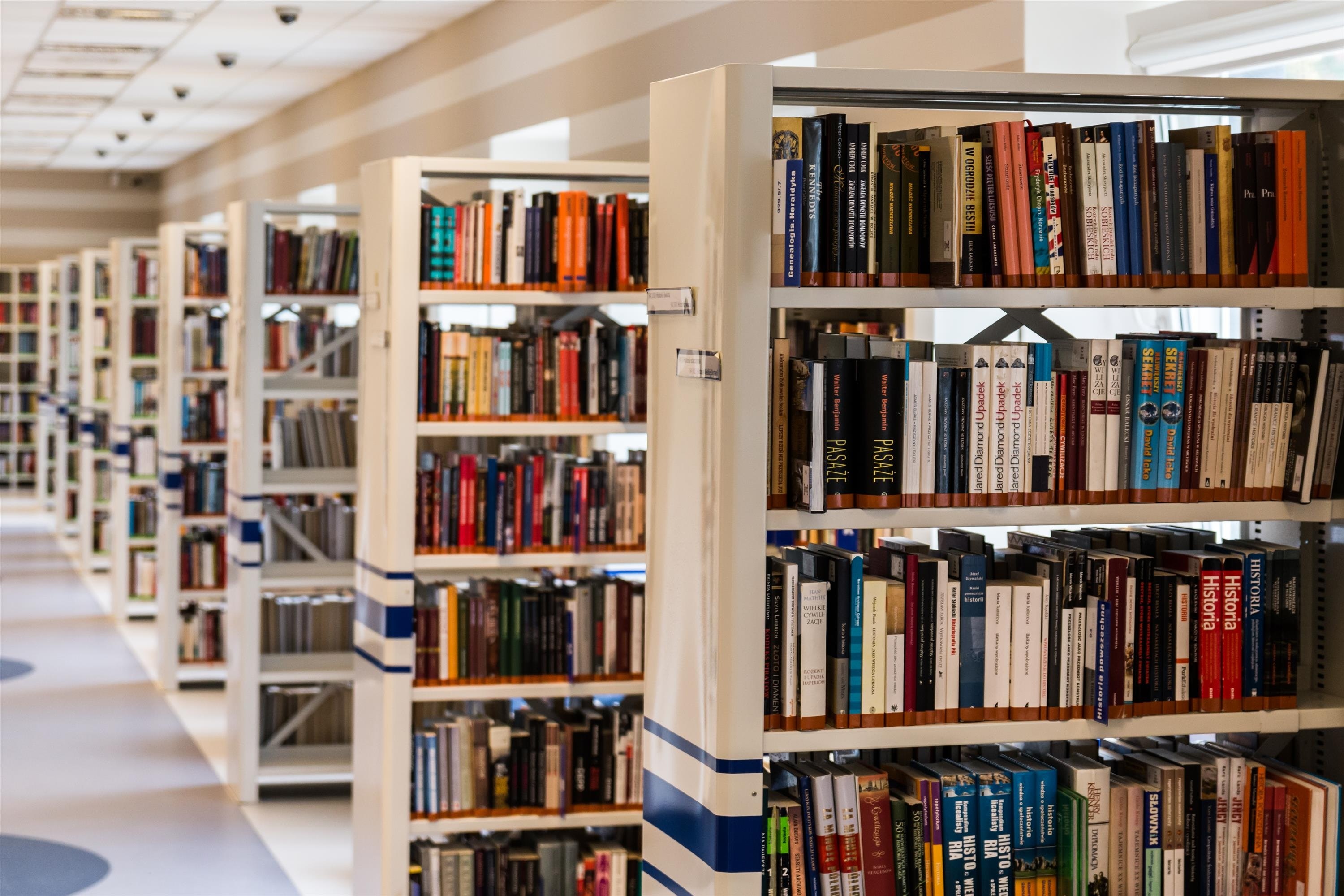 Bookshelves in Library