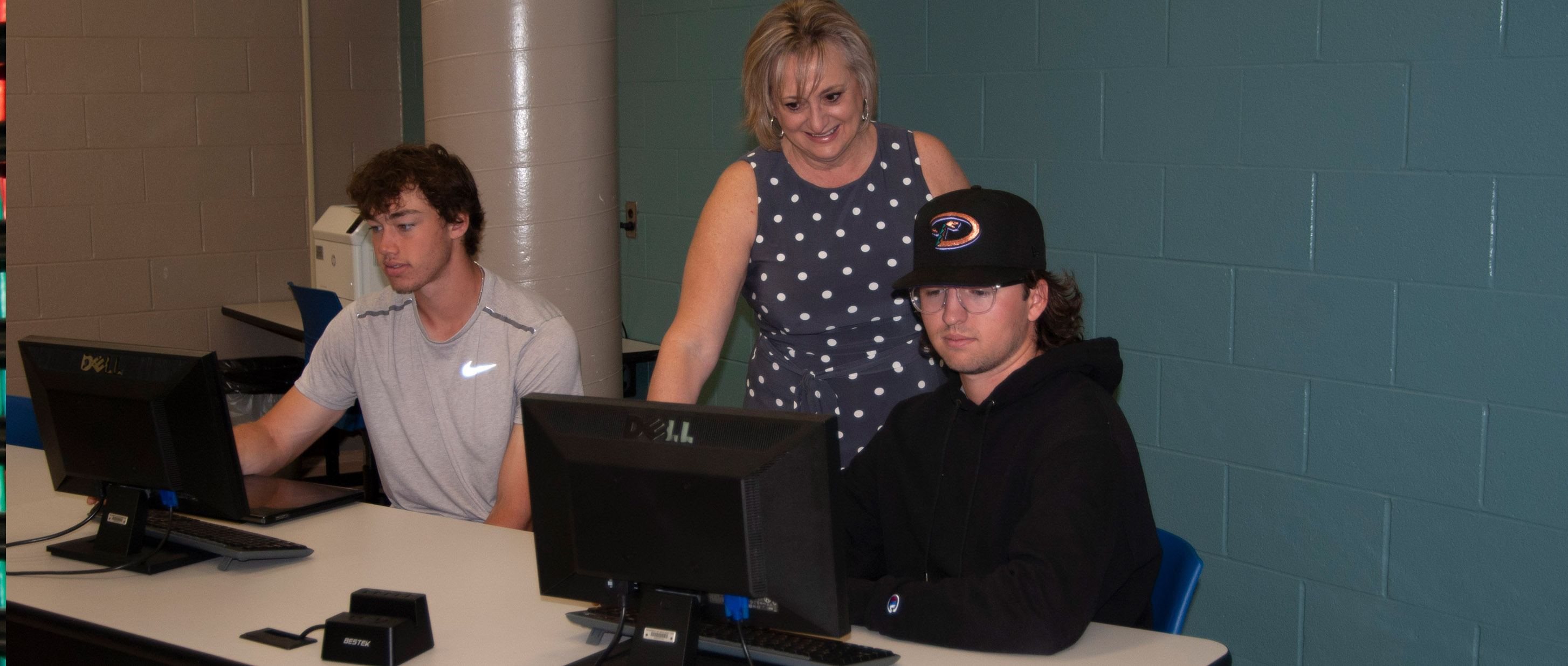 Students working in accounting class