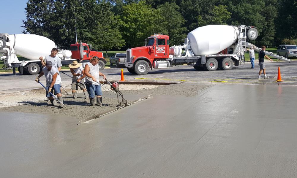 Cement being poured at OCC