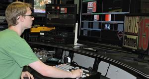 Man working in television studio