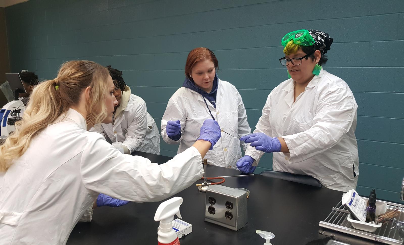 OCC students studying in a lab