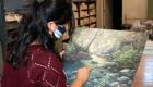 Mari Yamato Working on an Oil Painting