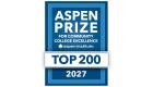 The logo for the Aspen Prize for Community College Excellence. Inside of a blue frame, it reads Aspen Prize for Community College Excellence Top 200 2027 followed by the Aspen Institute word mark.